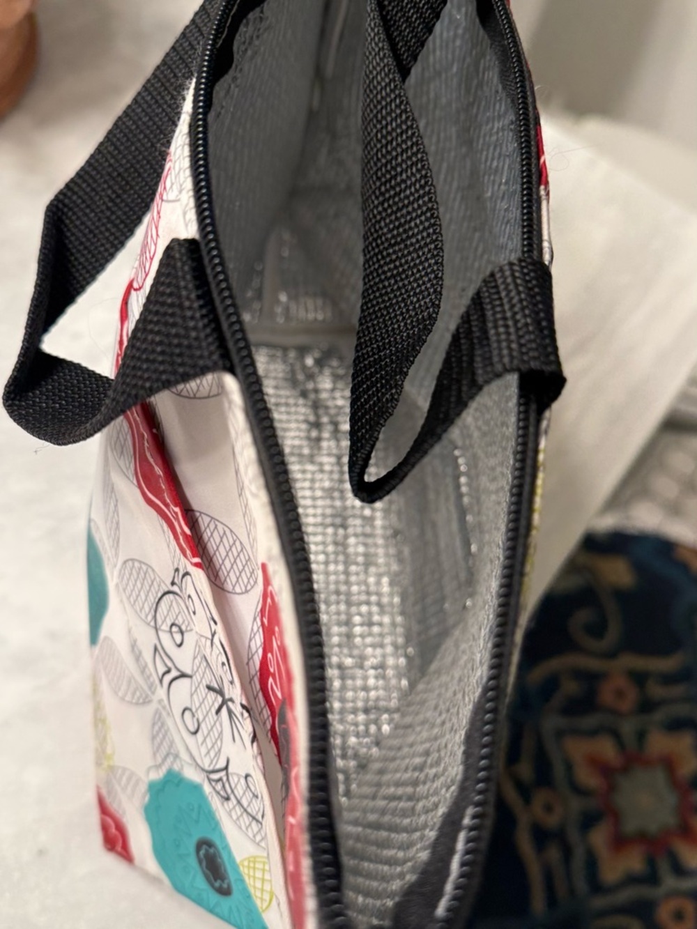 Thirty-One Teal & Red Floral Insulated Lunch Bag - Picture 5 of 6